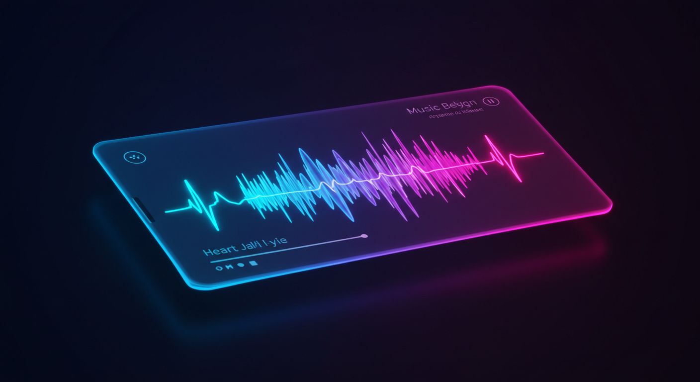 心拍数と音楽波形が連動する音楽プレーヤーのUIデザイン
