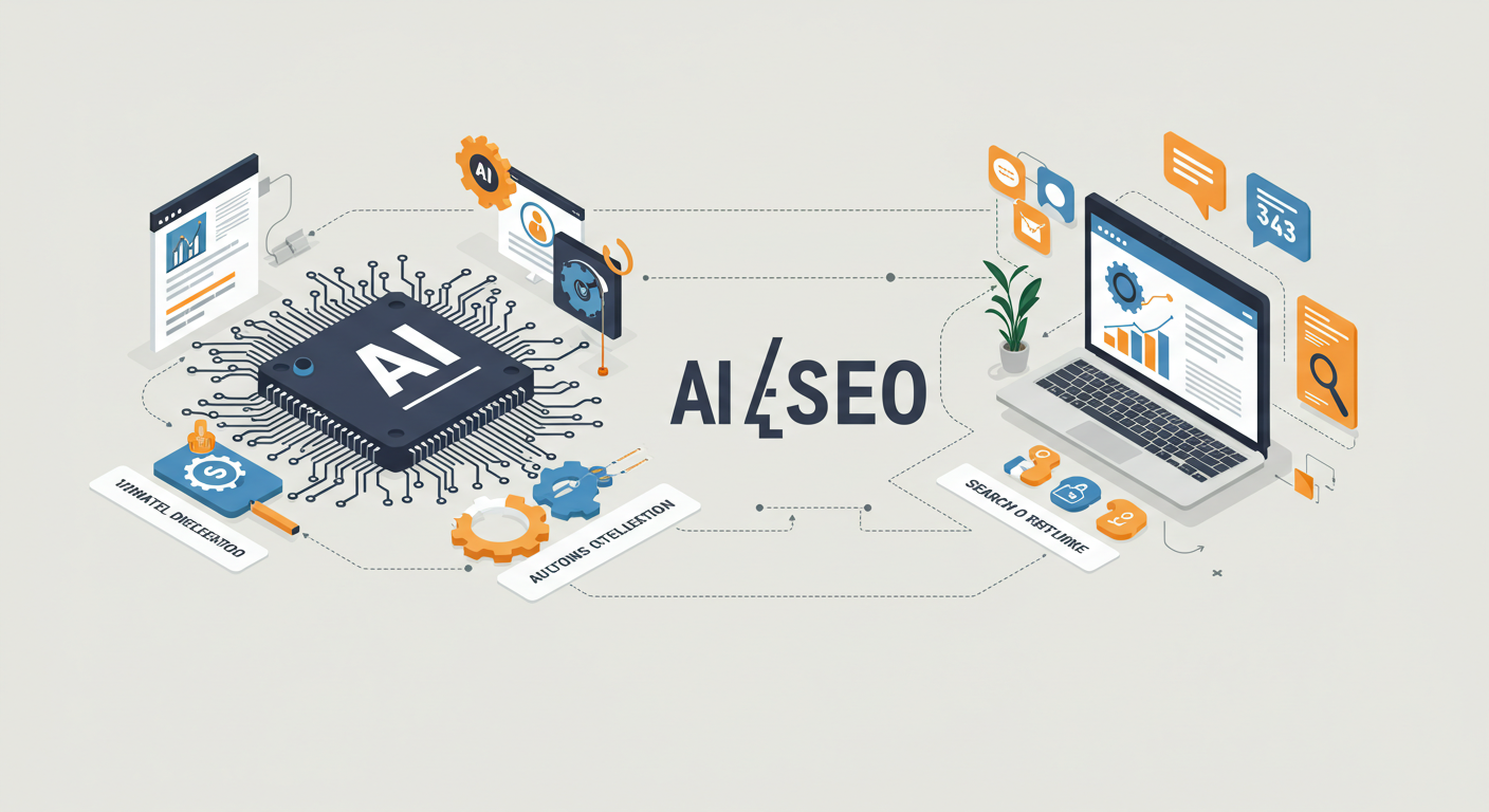 AIとSEOの関係性を示すグラフィック